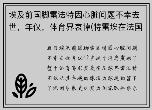 埃及前国脚雷法特因心脏问题不幸去世，年仅，体育界哀悼(特雷埃在法国什么位置)