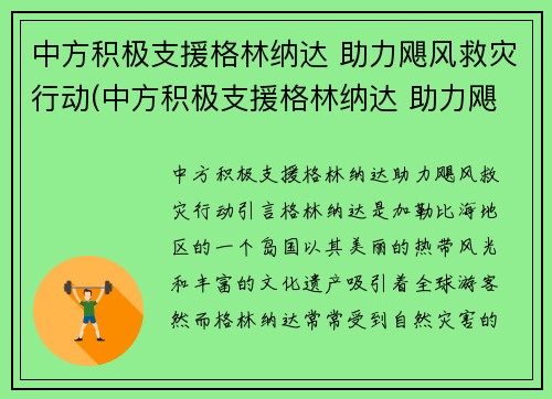 中方积极支援格林纳达 助力飓风救灾行动(中方积极支援格林纳达 助力飓风救灾行动)